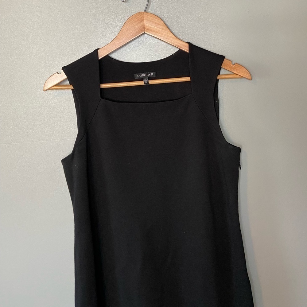 Eileen Fisher Square Neck Silk Crepe Sleeveless Shift - Picture 4 of 10